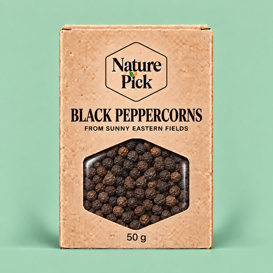 Whole black peppercorns