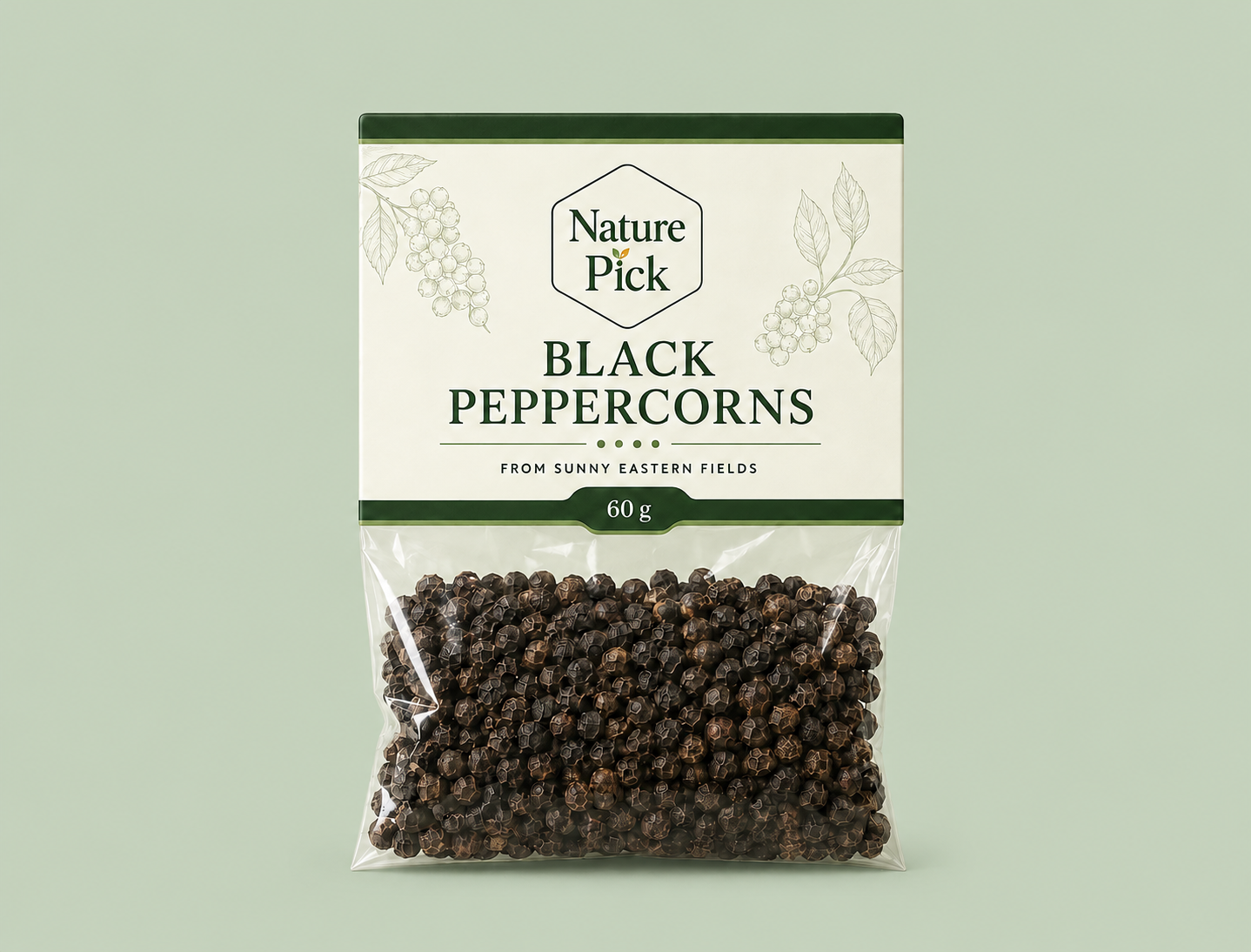 Whole black peppercorns