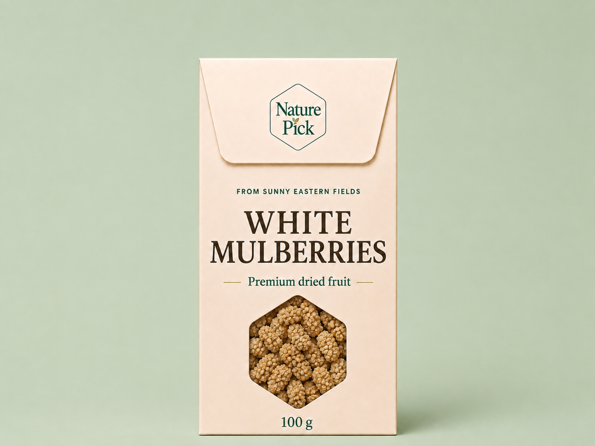 Soltorkade vita mullbär 100 g – Nature Pick